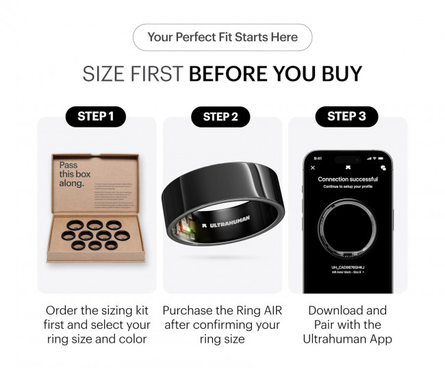 Умное кольцо ULTRAHUMAN Ring AIR (Aster Black) (Size 14)